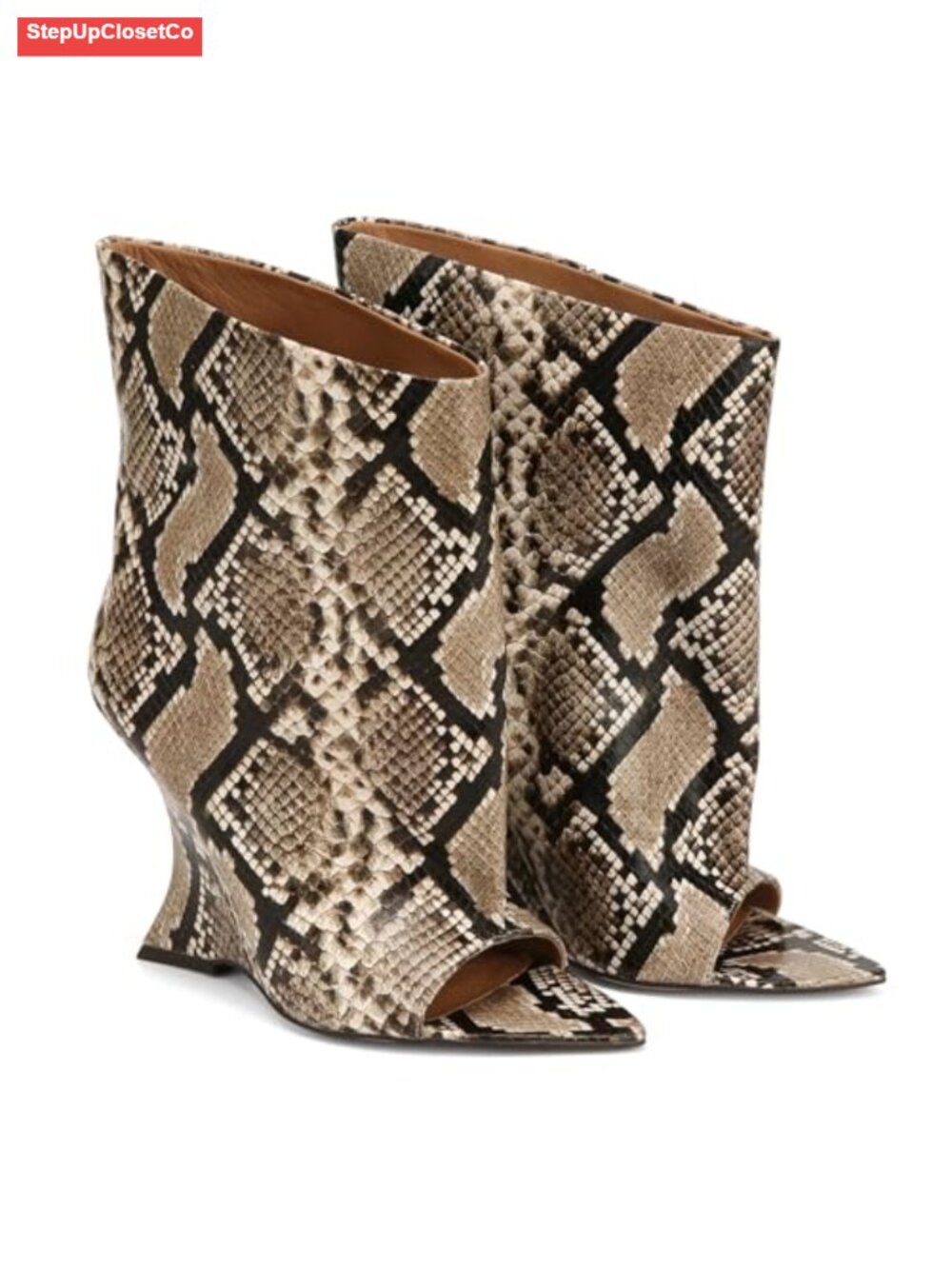 Women's Slouchy Mid-Calf Wedge Booties Peep Toe Microfiber Lace-Up